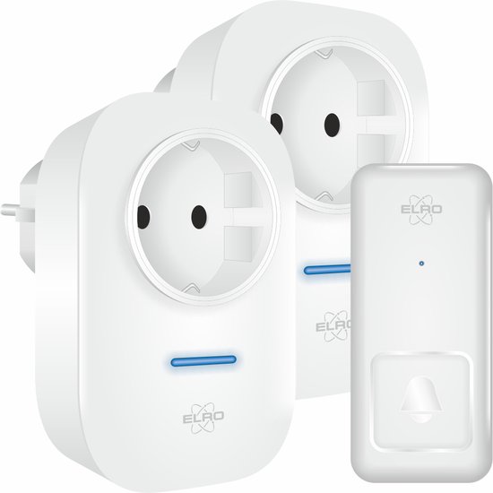 ELRO DB4000 Draadloze Kinetische Deurbel Set – Nederlandse Versie – met 2x Plug-in Ontvanger met Stopcontact – Geen Batterijen nodig