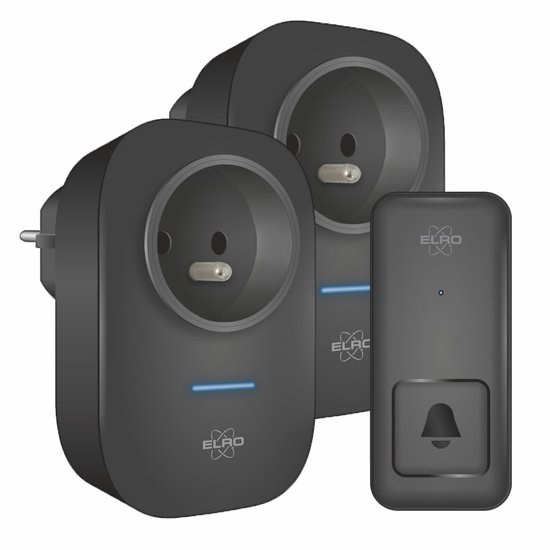 ELRO DB4000PF-P1C2B Draadloze Kinetische Deurbel Set – Belgische Versie – met 2x Plug-in Ontvanger met Stopcontact – Geen Batterijen nodig