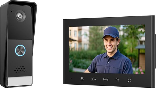 ELRO DV700 Video Deur Intercom – 1080P HD Camera – Opnamefunctie – 7 Inch Kleurenscherm
