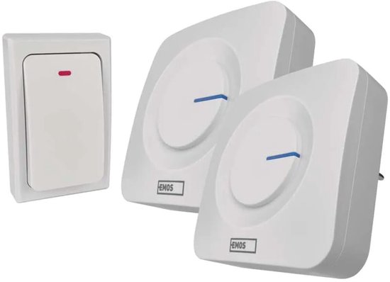 Emos Deurbel Draadloos 2 ontvangers - 180m bereik - 36 Melodieën - IP65 - Wit