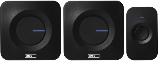 EMOS Draadloze deurbel voor thuisgebruik, werkt op 3 AAA-batterijen, P5730