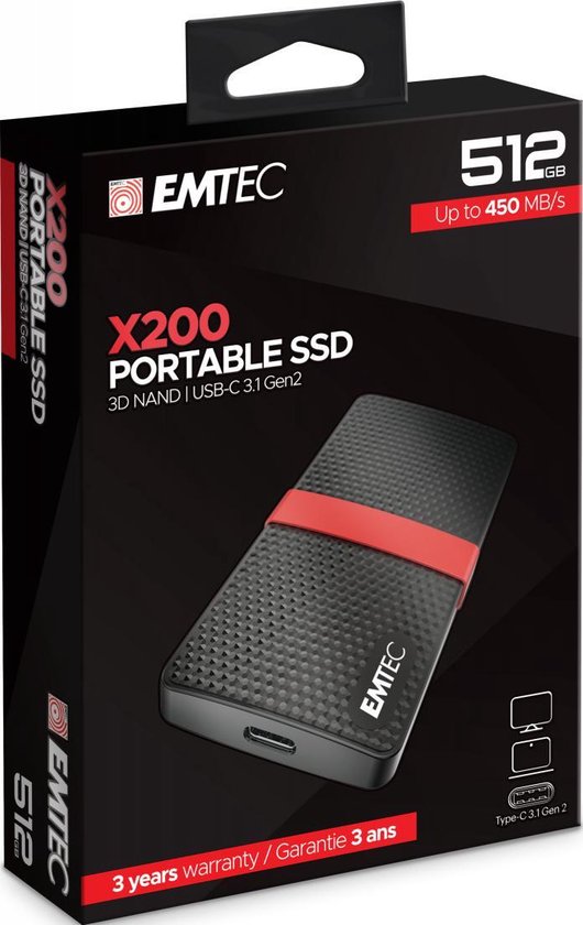 Emtec X200 512 GB Zwart, Rood van Emtec