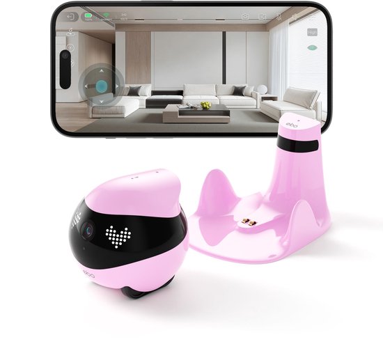 EnaBot - EBO Air 2 - Bewakingscamera - Familie/Huisdiergezelschap – 2K Camera – Infrarood navigatie – Roze van EnaBot