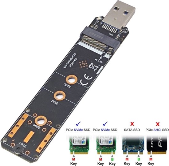 ENCNVME-R33 USB 3.2 Gen 2 10Gbps naar NVMe M.2 SSD-adapter RTL9210-chips voor M Key M2 NVMe