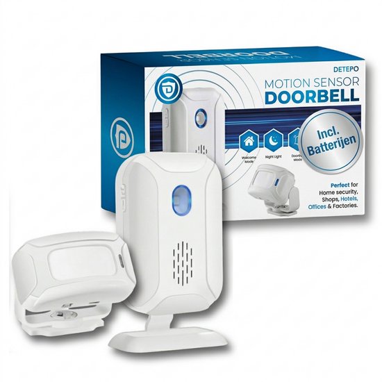 Entreemelder met Beweging Detector - Toegangsmelder - Doorgangsmelder - Plug & Play – Winkelbel met Sensor - Incl. Batterijen