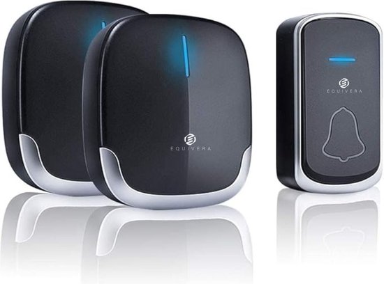 Equivera Draadloze Deurbel - Draadloze Deurbel - Draadloze Deurbel voor Buiten - Huis Deurbel - Belknop - 2 Plug-in Ontvangers - Waterdicht - Draadloze Deurbel Set