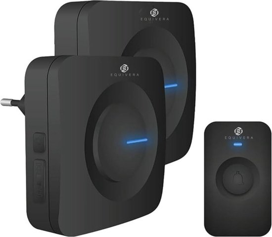 Equivera Draadloze Deurbel - Draadloze Deurbel - Draadloze Deurbel voor Buiten - Huis Deurbel - Belknop - Plug-in Ontvanger + Batterij Ontvanger - Waterdicht - Draadloze Deurbel Set