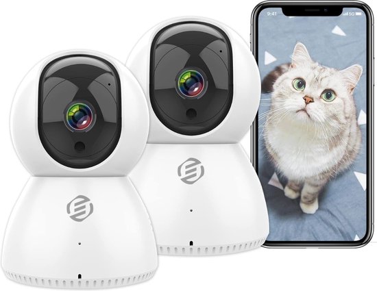 Equivera Hondencamera 2 stuks - Honden Camera - Huisdiercamera - Indoor Camera - Huisdier Camera - Petcam - Camerabewaking - Beveiligingscamera - Beveiligingscamera voor binnen - Beveiligingscamera binnen - Bewakingscamera - Bewakingscamera voor binn van Equivera