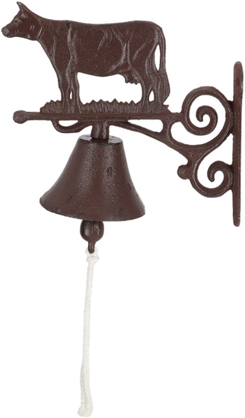 Esschert design Deurbel koe - gietijzer - L20 cm - vintage - klassieke deurbel - bel