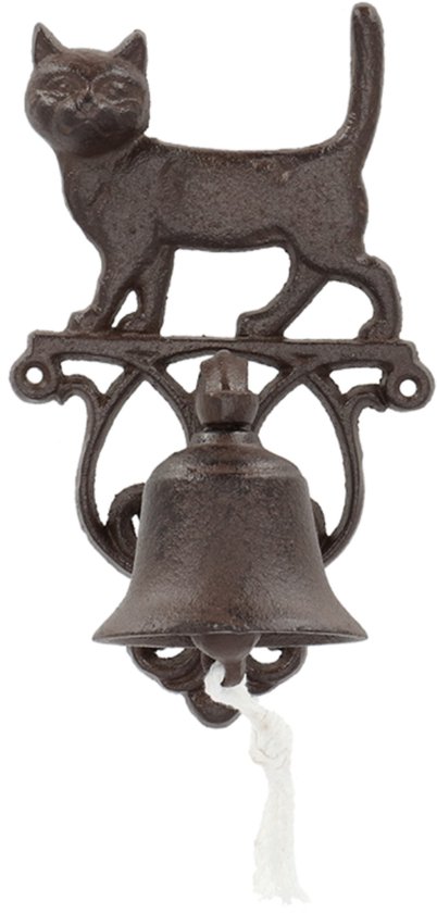 Esschert design Deurbel poes - gietijzer - L35 cm - vintage - klassieke deurbel