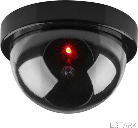 ESTARK® Dummy Camera - Beveiliging buiten en binnen - Beveiligingscamera - Met LED indicator - Nep camera - Dummy Bewakingscamera 35W - Rond - Zwart - Camera (1) van Merkloos