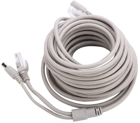 Ethernet CCTV Kabel - Netwerkkabel Stroomkabel - IP Camera Voeden - RJ45 en DC Connector - 10 meter - Zwart