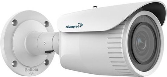 EtiamPro Cilindrische IP-netwerkcamera, bewakingscamera, 2 MP, IR-leds, nachtzicht 30 m, gemotoriseerde varifocale lens, WDR-technologie, PoE-functie, app Guarding Vision, voor binnen en buiten, wit van EtiamPro