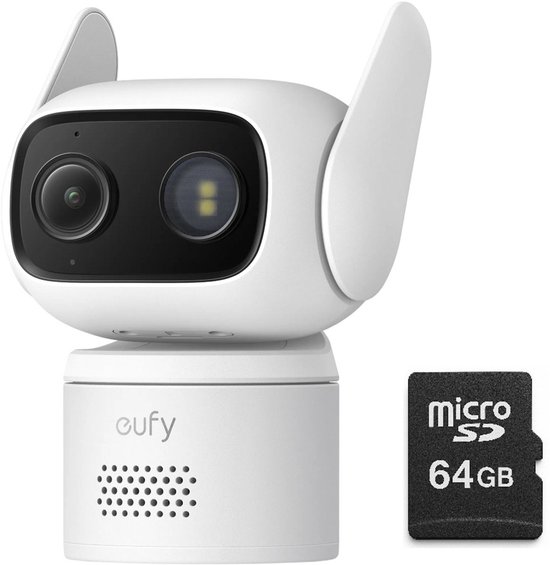 eufy Beveiliging Bedrade Cam C31 - Wit - Kantelbare Beveiligingscamera - Binnen en Buiten + 64GB SD card