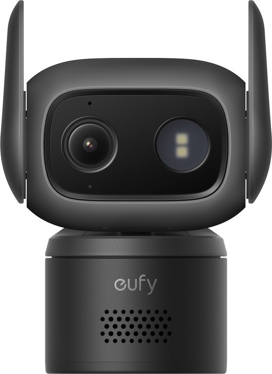 eufy Beveiliging Bedrade Cam C31, Zwart, Kantelbare Beveiligingscamera, Binnen en Buiten, Duale Antenne, Kleurennachtzicht, Lokale Opslag, Geen Maandelijkse Kosten, IP66-Waterdicht, AI Mens/Voertuig/Huisdierdetectie, 24/7 Continue Opname van Merkloos