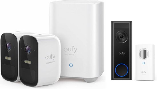 Eufy Cam 2C Draadloze Beveiligingsset + Eufy Video Doorbell C30 met Chime van Merkloos