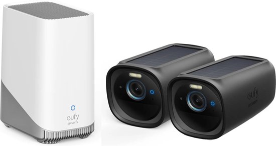 Eufy Cam 3 4K Draadloze Beveiligingsset - Inclusief Homebase 3 en 2 Solar Camera's incl. BLACK skin - Bundelvoordeel van Eufy