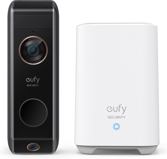 Eufy Dual 2 Pro 2K Draadloze Video Deurbelset Inclusief Homebase 2 - Accu - Zwart van Eufy