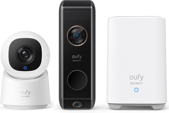 eufy Dual 2 Pro Doorbell 2K Draadloze Video Deurbelset inclusief verstelbare camera + Indoor Cam C220 van Eufy