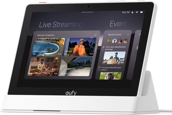 eufy E10 Smart Display-Slimme Home Hub - 8" Bedieningspaneel - Compatibel met eufy Beveiligingsapparaten - Vier Weergaven op één Scherm - Directe Deurmeldingen - Dagelijkse Evenementenrapporten
