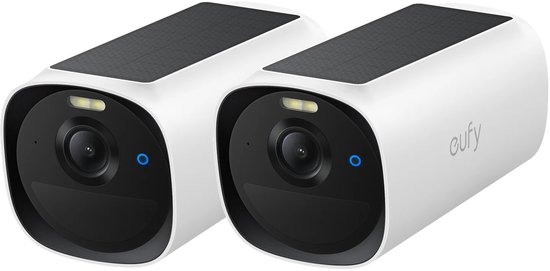 eufy E40 2-pack Add-on Camera -draadloze outdoor beveiligingscamera- 2K met ingebouwd zonnepaneel, MaxColor nachtzicht, gezichtsherkenning met AI, uitbreidbare lokale opslag, geen maandelijkse kosten van Eufy