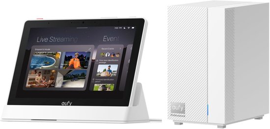 eufy HomeBase Professional S1 + eufy E10 Smart Display-Slimme Home Hub, 8" Bedieningspaneel, Compatibel met eufy Beveiligingsapparaten, Vier Weergaven op Eén Scherm, Directe Deurmeldingen, Dagelijkse Evenementenrapporten - Bundelvoordeel van Eufy