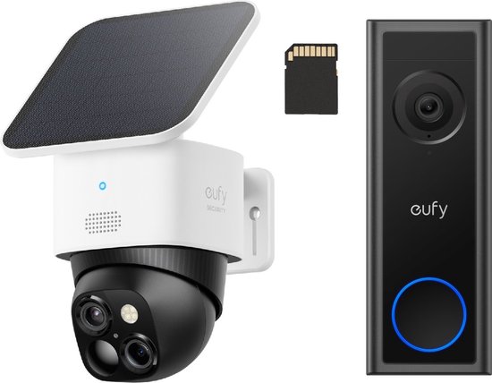 Eufy S340 SoloCam 3K + Videodeurbel C31 Incl. 32G SD-kaart op accu - Bundel van Eufy