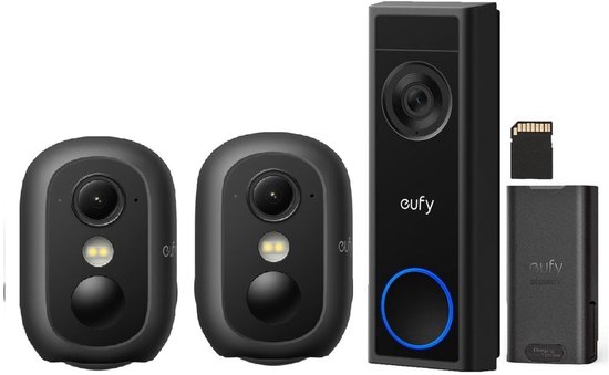eufy Security C31 Video Deurbel + 2* eufy Security eufyCam C35 - Zwart van Merkloos