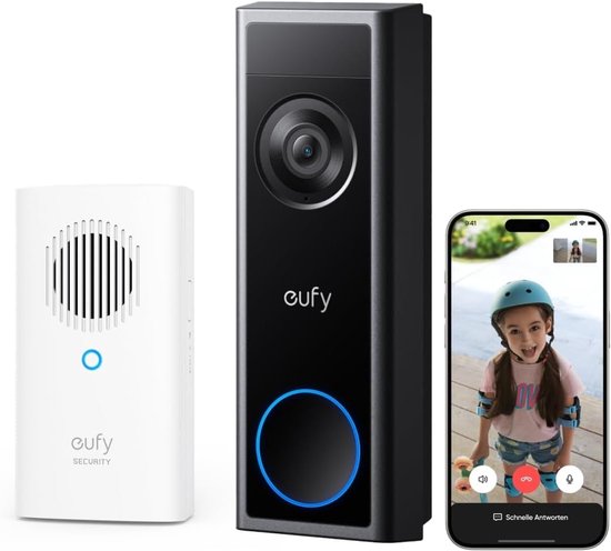 eufy Security draadloze deurbel met camera C31 & Chime, 2K FHD, Twee stroomopties, Live-videogesprek, Eenvoudige montage, Snel verwisselbare accu, 24/7 opname, zonder ABO-kosten