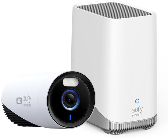 eufy Security E330 Buitencamera, 1 camera met HomeBase 3 – Outdoorcam set - 4K Ultra HD-resolutie, 24/7 opname, wifidekking van 464 m², AI-gezichtsherkenning, bedrade beveiligingscamera voor buiten van Eufy