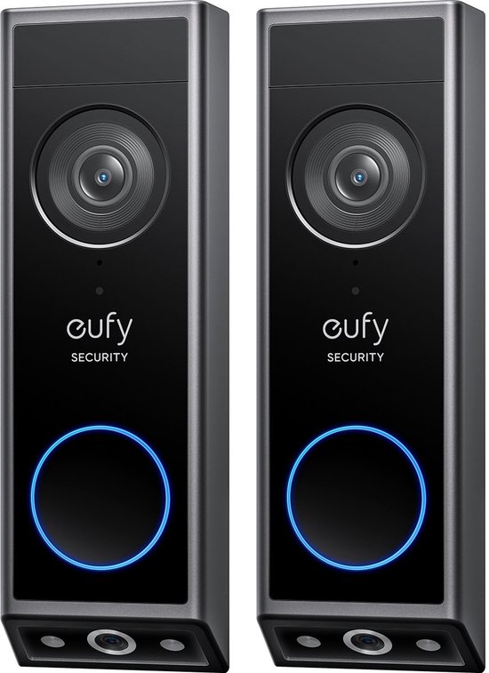 eufy Security E340 Video Deurbel 2-PACK – Video Doorbell - Dual-Cam technologie, 2K Full HD-resolutie, kleur nachtzicht, AI-pakketdetectie, geen maandelijkse kosten, draadloze installatie, compatibel met Alexa en Google Assistant van Eufy
