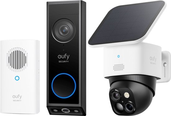 eufy Security E340 Video Deurbel met Chime + eufy Security S340 Solocamera – SoloCam - Draadloze 3K beveiligingscamera voor buiten met dual-lens, 360° dekking - Bundelvoordeel van Eufy