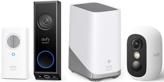 eufy Security E340 Video Doorbell met chime + HomeBase 3 S380 + eufyCam C35 – Beveiligingsset – Voordeelbundel van Merkloos