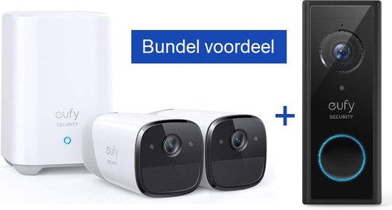 eufy security-EufyCam 2 Pro - 2 beveiligingscamera's + Eufy Video Deurbel 2K Ultra HD - inclusief homebase - bundelvoordeel van Eufy
