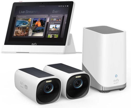 eufy Security - eufyCam 3 Buitencamera's, 2 Pack inclusief HomeBase 3 + Smart Display E10 - Bundelvoordeel van Eufy