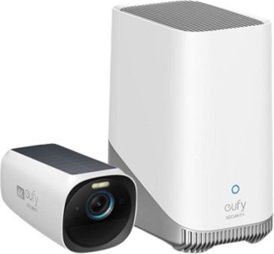eufy Security - eufyCam 3 Set met 1 camera's - Wit en zwart,4K draadloos Beveiligingscamerasysteem met geïntegreerd zonnepaneel - AI gezichtsherkenning van Eufy