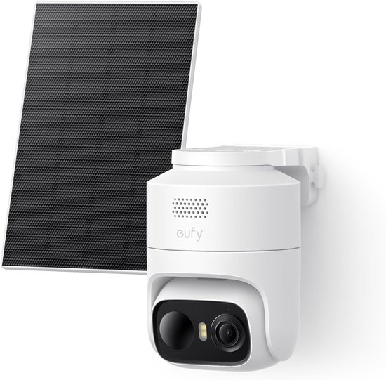 eufy Security eufyCam C37, Draadloze Beveiligingscamera Voor Buiten, 360° Beeld, 2K Zonnecamera, Persoons-, Huisdier- En Voertuigdetectie, Zonnepaneel, Kleuren-nachtzicht, Geen Extra Kosten