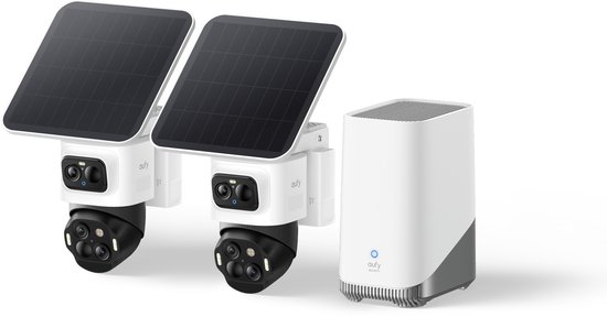 eufy Security eufyCam S4 2-camera set - Beveiligingscamera buiten - triple lens Bullet-PTZ - 4K UHD - 360° pan & tilt - auto-tracking - 8× zoom - kleurennachtzicht - uitbreidbare opslag van Eufy