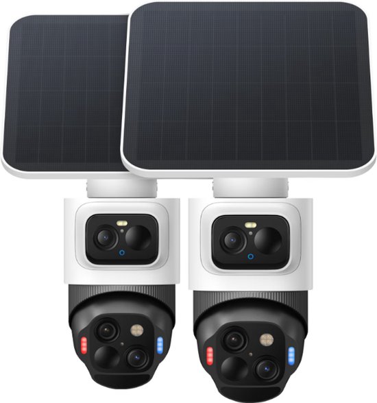 eufy Security eufyCam S4 2-pack- Beveiligingscamera buiten - triple lens Bullet-PTZ - 4K UHD - 360° Pan & Tilt - auto-tracking - Kleurennachtzicht - compatibel met HomeBase S380 van Merkloos