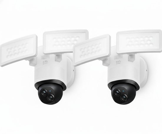 eufy Security Floodlight Camera E340 - 2 pack - Floodlight Cam- 360° Pan & Tilt - 3K-resolutie - 2000 Lumen - AI-bewegingsdetectie - 24/7 opname - Dual-band Wi-Fi - IP65 waterdicht van Eufy