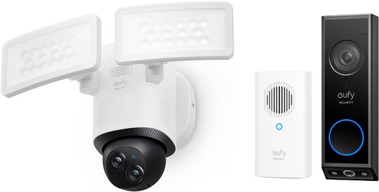 eufy Security Floodlight Camera E340 + eufy Security E340 Video Deurbel met Chime van Merkloos