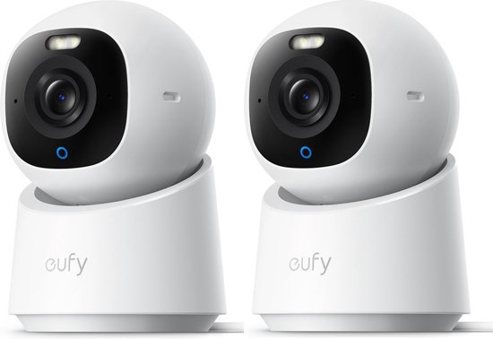 eufy Security Indoor camera E30 2 stuks – Indoor Cam - 4K UHD – Pan & Tilt – AI Mens- en Huisdierdetectie – Kleurennachtzicht – Compatibel met Apple HomeKit – Tweewegcommunicatie – Lokale Opslag – Geen Abonnementskosten van Eufy