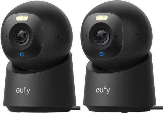 eufy Security Indoor camera E30 2 stuks zwart – Indoor Cam - 4K UHD – Pan & Tilt – AI Mens- en Huisdierdetectie – Kleurennachtzicht – Compatibel met Apple HomeKit – Tweewegcommunicatie – Lokale Opslag – Geen Abonnementskosten