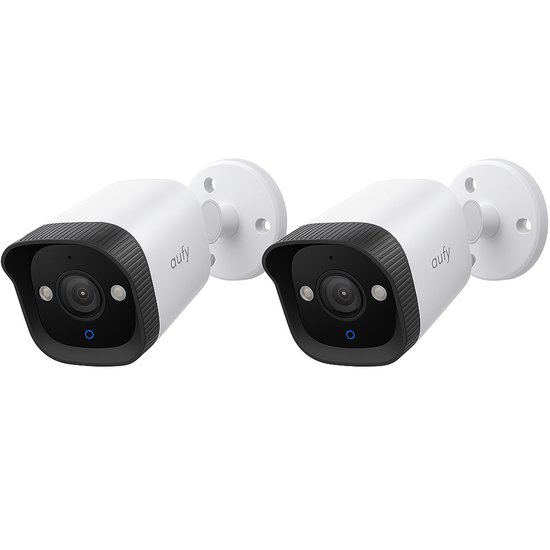 eufy Security PoE Bullet CCTV Camera E40 Add-On 2-pack, Wired Outdoor Surveillance, 4K UHD, 122° FOV, F1.6 Color Night Vision, 24/7 Recording, Person/Vehicle/Pet AI Detection, Red & Blue Lights, IP67 van Eufy