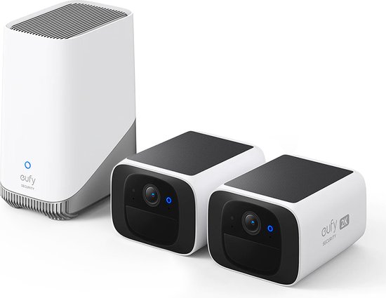 eufy security S220 SoloCam en een Homebase 3 -Beveiligingscamera op Zonne-energie - Draadloze Buitencamera - Eindeloze Energievoorziening, 2K Resolutie van Eufy