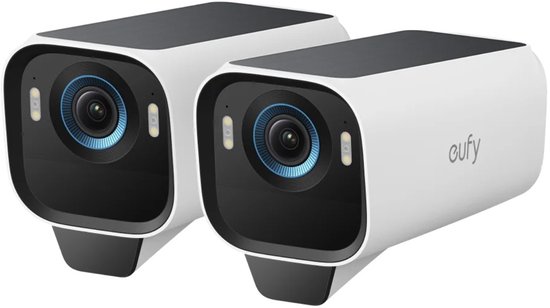 eufy Security S3 Pro Buitencamera, Add-on 2-pack - Outdoorcam - 4K Ultra HD-resolutie, MaxColor Vision™ technologie, Zonne-energie met SolarPlus™ 2.0, Compatibel met Apple HomeKit, Alexa en Google Assistant - Bundelvoordeel van Eufy