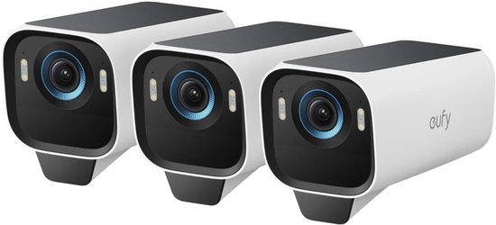 eufy Security S3 Pro Buitencamera, Add-on 3-pack - Outdoorcam - 4K Ultra HD-resolutie, MaxColor Vision™ technologie, Zonne-energie met SolarPlus™ 2.0, Compatibel met Apple HomeKit, Alexa en Google Assistant - Bundelvoordeel van Eufy