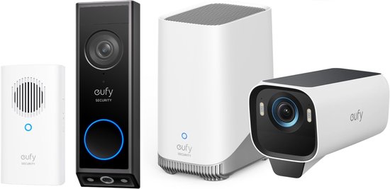 eufy Security S3 Pro Buitencamera met HomeBase 3 + eufy Security E340 Video Deurbel met Chime - Bundelvoordeel van Eufy