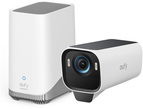 eufy Security S3 Pro Buitencamera met HomeBase 3 - Outdoorcam set - 4K Ultra HD resolutie, MaxColor Vision™ technologie, Zonne-energie met SolarPlus™ 2.0, Compatibel met Apple HomeKit, Alexa en Google Assistant van Eufy