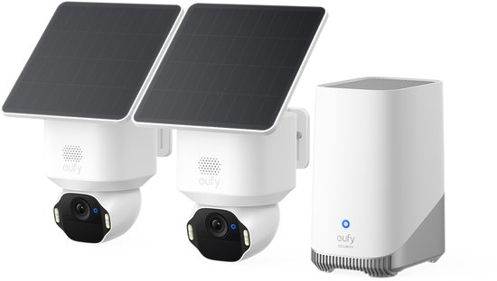 eufy Security SoloCam E42 2-Cam Kit (HomeBase S380) - 4K Draadloze Buiten Beveiligingscamera, Werkt met HomeBase S380, Zonne-energie, AI-Bewegingsdetectie, Pan & Tilt, Gezichtsherkenning, Lokale Opslag tot 16 TB van Merkloos
